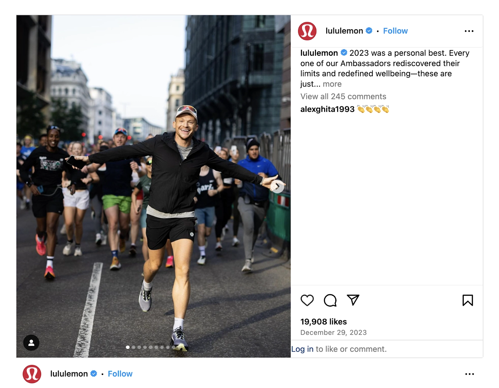 Luluemon social media post
